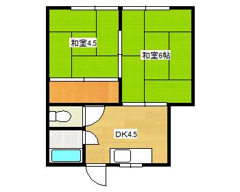 コーポ末広(2DK/1階)の間取り写真