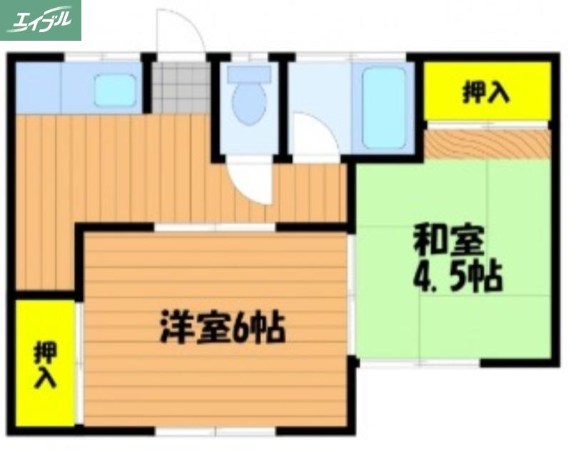 パステルハイツ福成(2K/2階)の間取り写真