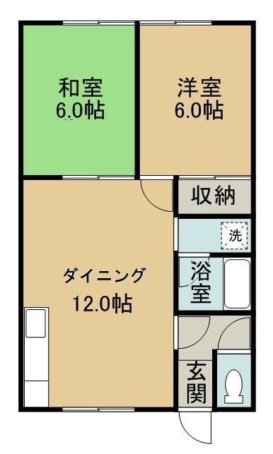 鳥里ハイツ(2LDK/2階)の間取り写真