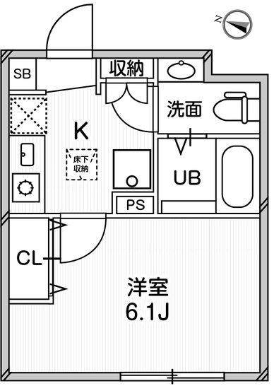 ルクール平和台(1K/1階)の間取り写真