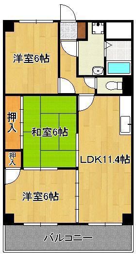 スカール上上津役(3LDK/8階)の間取り写真