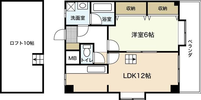 タウン楠木(1LDK/4階)の間取り写真