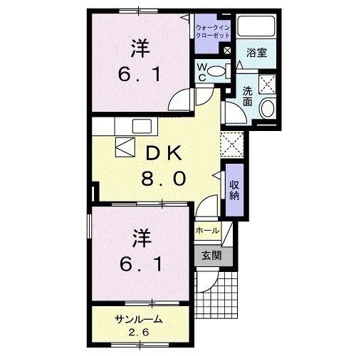 コンフォートハウスさくらIII(2DK/1階)の間取り写真