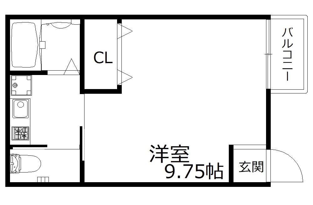 アクロス芦屋西アパートメントII(1K/2階)の間取り写真