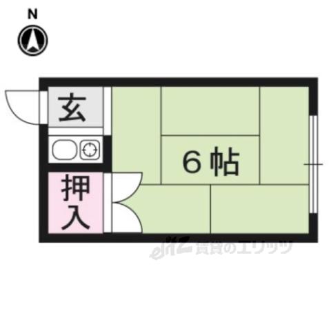 北白川学生ハイツ(ワンルーム/1階)の間取り写真