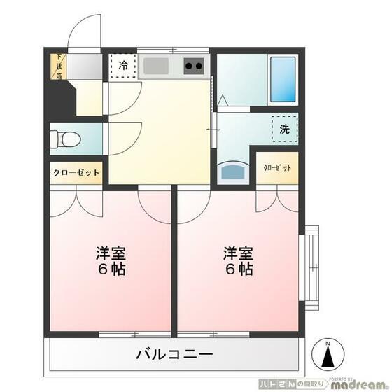 梅丘ルナ(2K/3階)の間取り写真