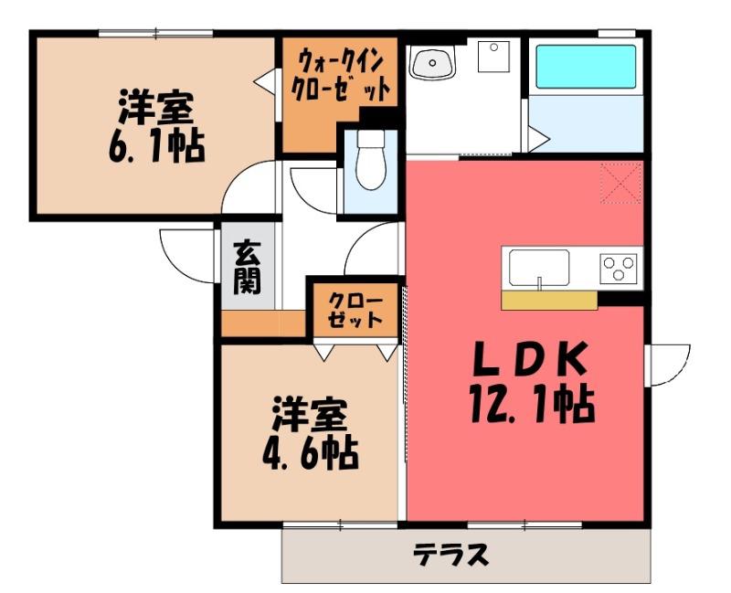 リオ グラシア B(2LDK/1階)の間取り写真