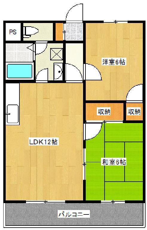 グリーンシティマンション(2LDK/1階)の間取り写真