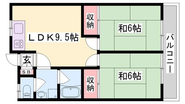 小林ハイツ(2LDK/2階)の間取り写真