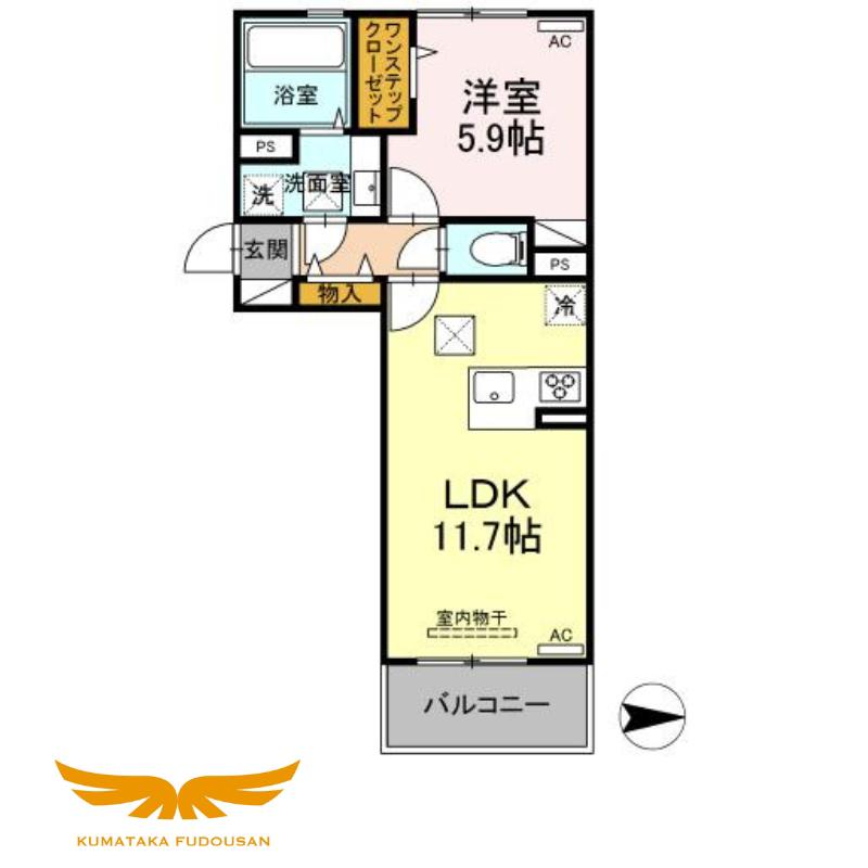 RAYS 横手(1LDK/1階)の間取り写真