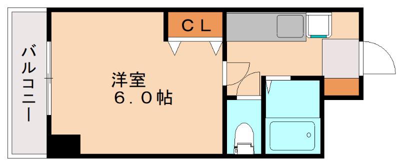ガーデンパレス西新(1K/4階)の間取り写真