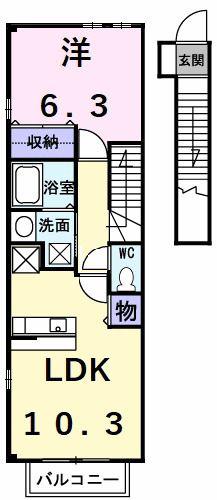 フリーデWAGO(1LDK/2階)の間取り写真