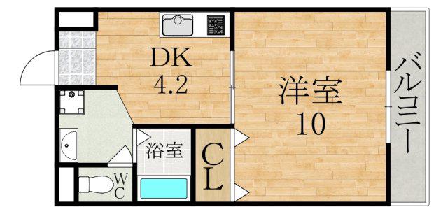 PLAIRE(1DK/2階)の間取り写真