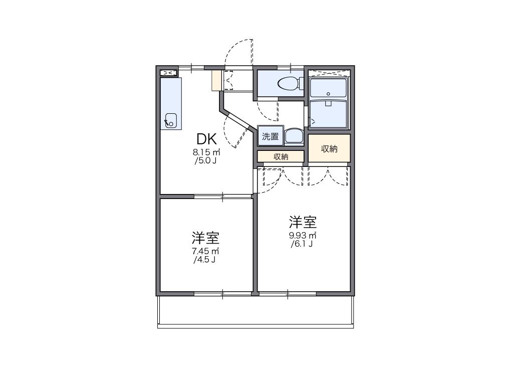 レオパレス AKURA(2DK/2階)の間取り写真
