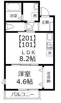ラシーネ西葛西(1LDK/2階)の間取り写真