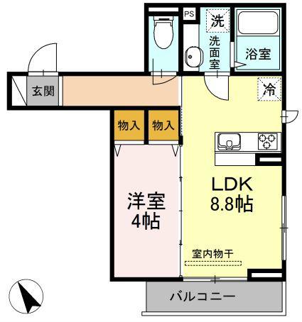 グレースマルニII(1LDK/2階)の間取り写真