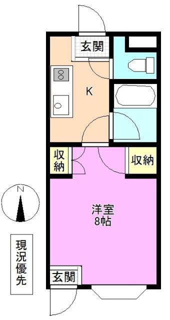 ウエスト-VALLEY(1K/2階)の間取り写真