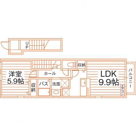 グランデ・フィオーレⅠ-A(1LDK/2階)の間取り写真