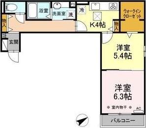 コンフォートエイト(2K/1階)の間取り写真