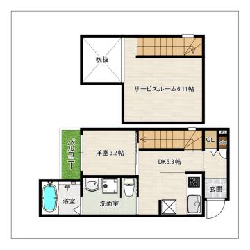 ドリームステージ博多南ノヴァ(1SDK/1階)の間取り写真