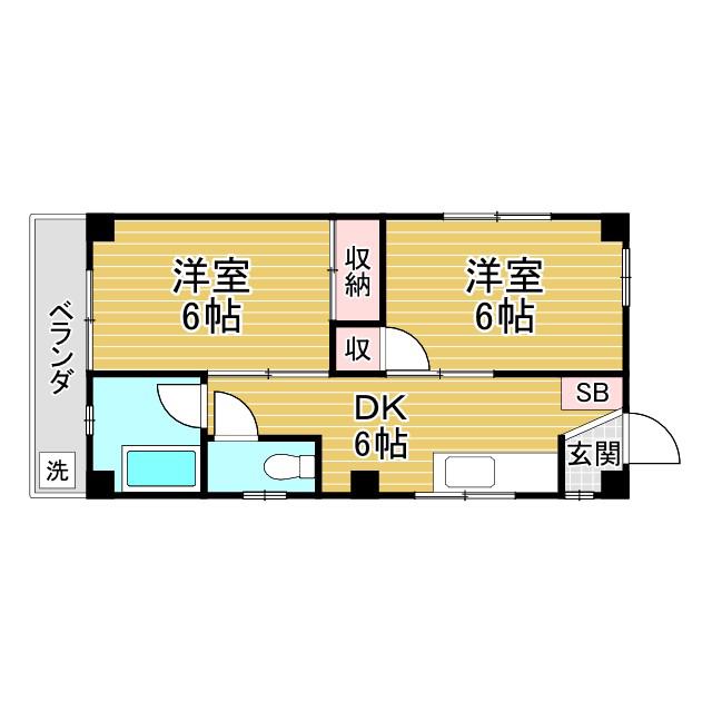 藤本ビル(2DK/3階)の間取り写真