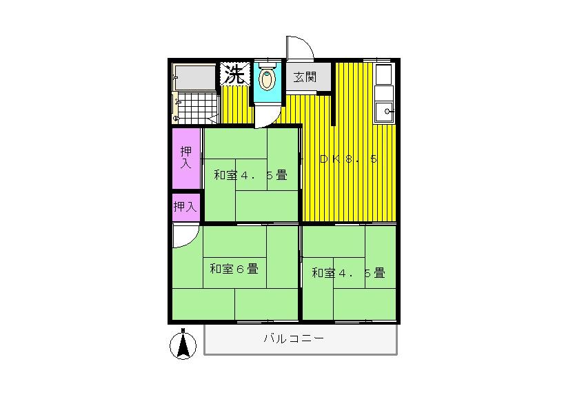 ハイム神島G(3DK/2階)の間取り写真