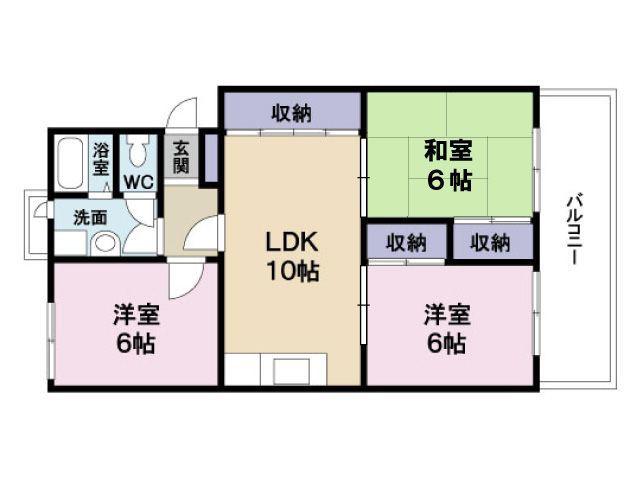 ニューコーポ進藤A(3LDK/3階)の間取り写真