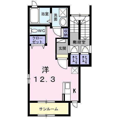 RORSA K(1K/2階)の間取り写真