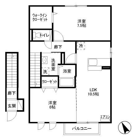 ST. FIELD  A(2LDK/2階)の間取り写真