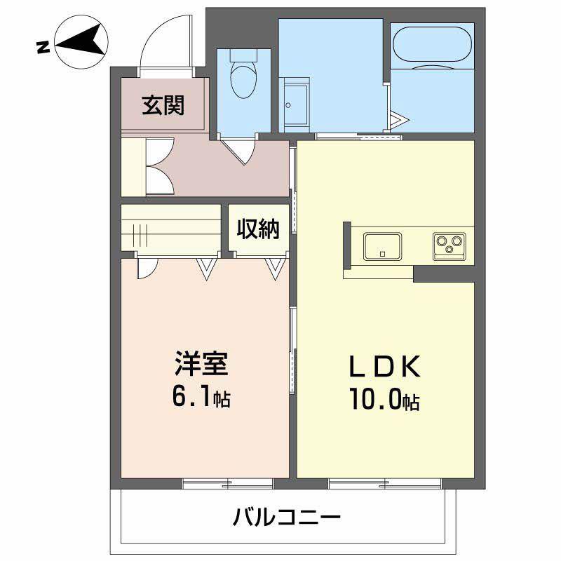グランベレオ三吉(1LDK/3階)の間取り写真