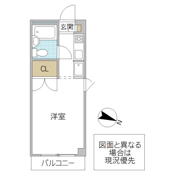 ガーデンヒルズ那珂(ワンルーム/1階)の間取り写真