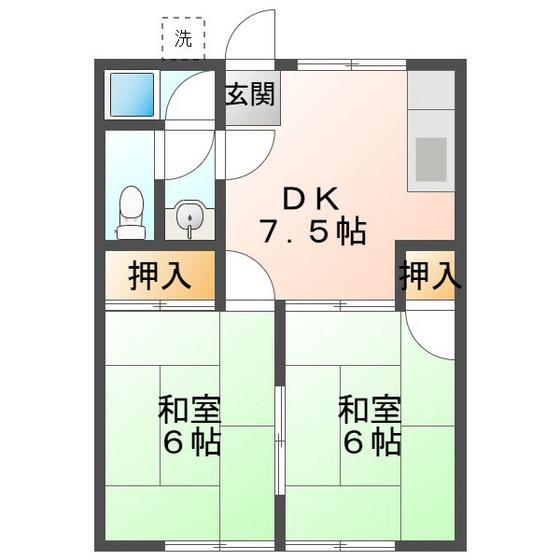 エクセルハイツかすみ(2DK/1階)の間取り写真