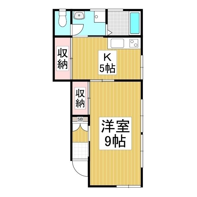 ＪＲ飯田線 伊那北駅 徒歩9分 2階建 築37年(1DK/1階)の間取り写真