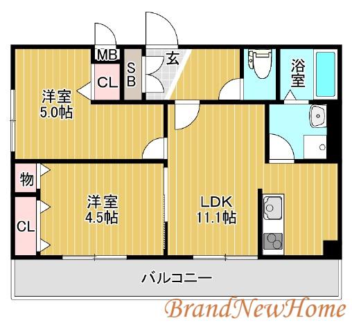 フィアスコート南向陽町(1LDK/3階)の間取り写真