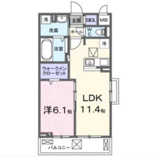 エルグランデSOU(1LDK/1階)の間取り写真