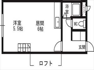 シャトー中の島(1DK/3階)の間取り写真