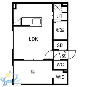 マレッセエクラ桑園(1LDK/1階)の間取り写真