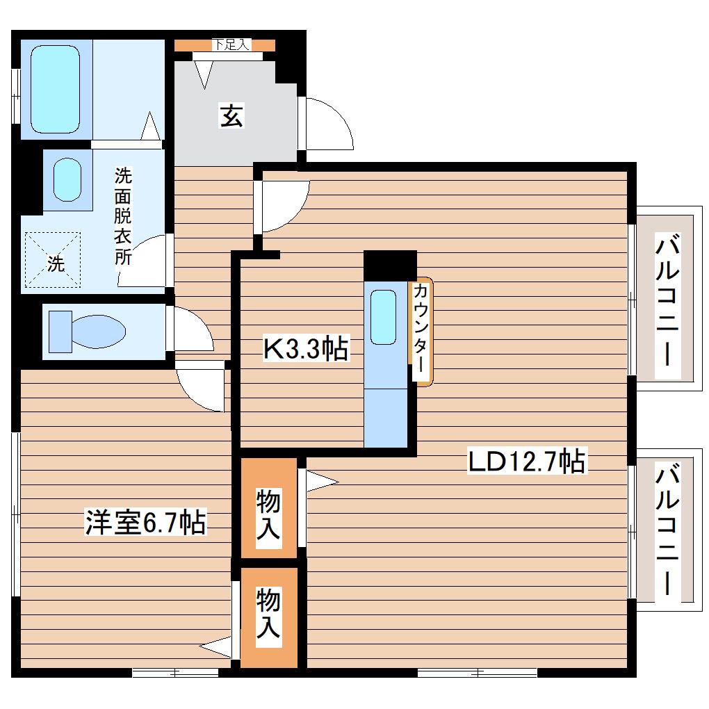 パークアベニューI番館(1LDK/2階)の間取り写真