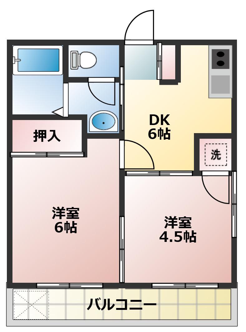 フローラル調布(2DK/1階)の間取り写真