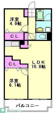 ダイヤハイツ与野(2LDK/1階)の間取り写真