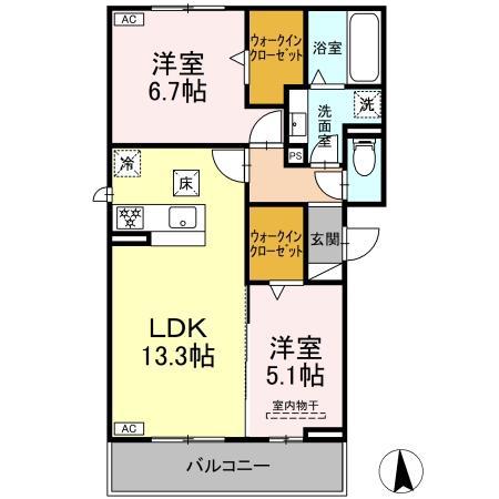 レジデンス グレイス(2LDK/3階)の間取り写真
