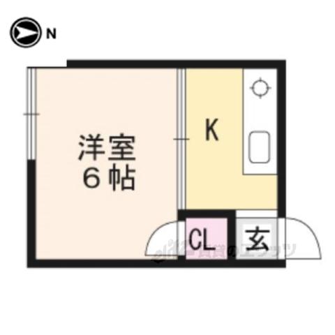 パレ修学院(1K/1階)の間取り写真