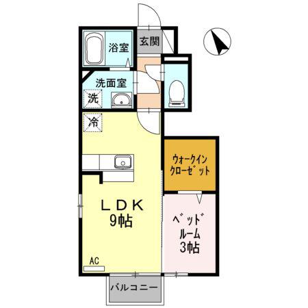 イースト LINK(1LDK/1階)の間取り写真
