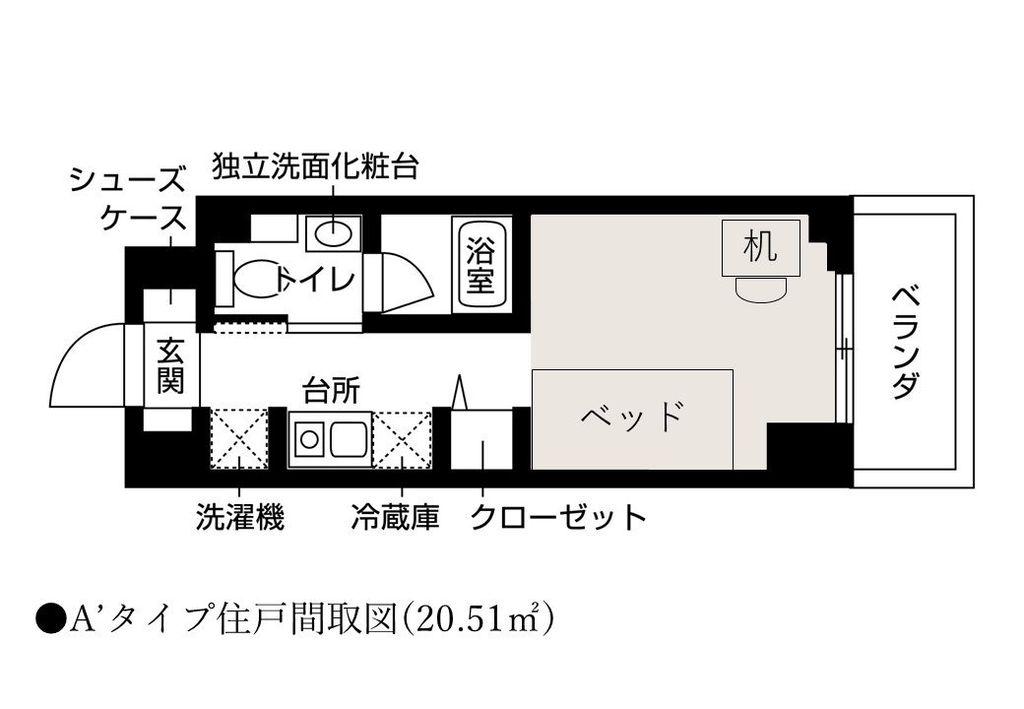 グリーンパティオII(1K/2階)の間取り写真