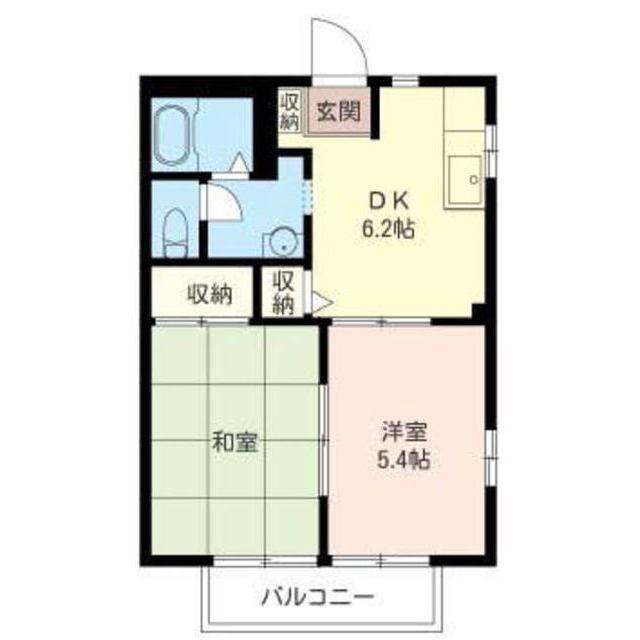 ユーハイツA棟(2DK/2階)の間取り写真