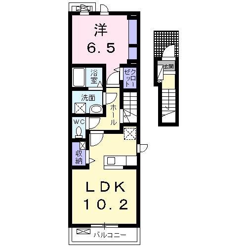 ヴァンベール中味鋺II(1LDK/2階)の間取り写真