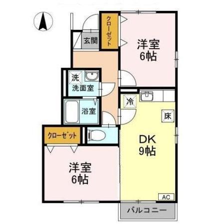 コーポラス上原(2DK/1階)の間取り写真