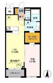 ユートリーパークマンション(1LDK/1階)の間取り写真
