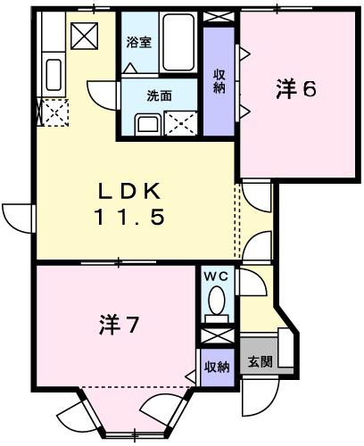 NKヒルズ1(2LDK/1階)の間取り写真