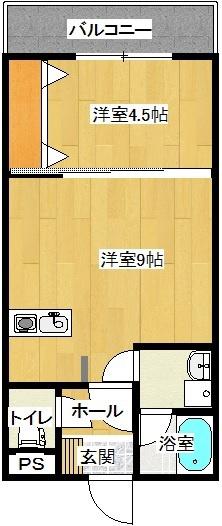 ピオニー(1LDK/3階)の間取り写真